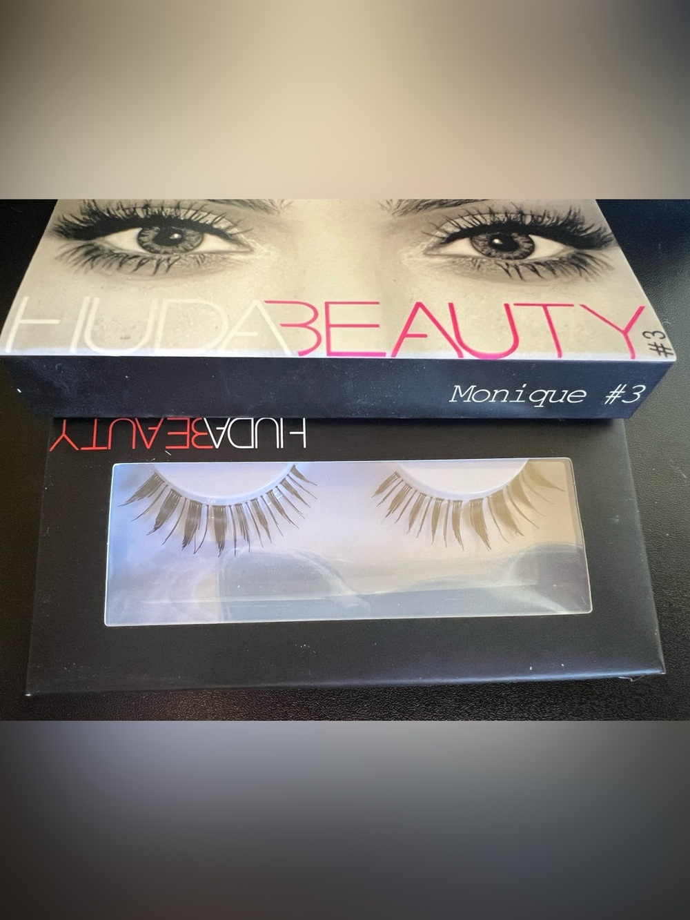 Monique #3 HUDA Beauty false lashes. 
New in package. Glue is NOT included.